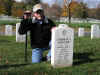 Mike Burke at Tom Vernor's grave.JPG (220205 bytes)