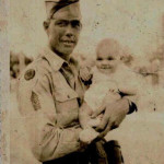 1st Sgt Leslie Scott and daughter Eva prior to shipping out 1950