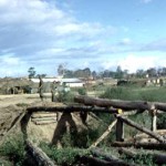 Bridge construction at Base Camp. Entrance to Gun Park