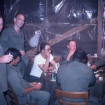 Standing - John Keaton, James Weiss, Seated - Bruce Saunders, others unknown.