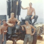 L-R Ralph Mitchell, Gary Slaterback, Herbert Skeens, Roger DeDie, Sgt Williams sitting on gun