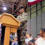 Brigadier General David P. Valcourt welcomes the troops home