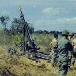 wpe1.jpg (27339 bytes) Gun 6 Hip shoot outside Ban Me Thout,  L-R, Dan Montoya, SFC Banks, G.W. Adkisson, Mike Burke,